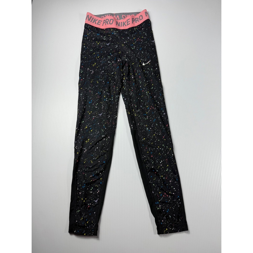 Nike Pro Training Tights Dri-FIT Athletic Leggings Pink‎ Waistband Black XL kids